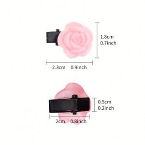 Accesorio para el Cabello de Niña, Clip Lateral con Flecos de Terciopelo Rojo, Diseño de Rosa y Camelia, para Otoño e Invierno - Product Image 2
