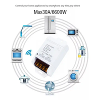 Module de relais Wi-Fi intelligent Tuya 30A pour interrupteur mural, 85-250V, contrôle à distance Smartlife, compatible Alexa et Google Home pour l'automatisation