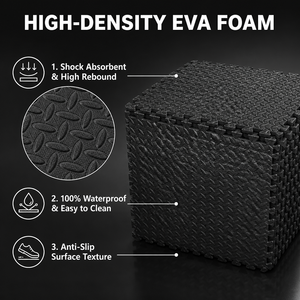 Tapete de EVA entrelazado de alta densidad de 60x60 cm, reversible, impermeable, plegable, tipo rompecabezas, para gimnasio, gateo de bebés y uso en garaje. - Product Image 3