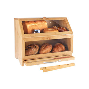 Boîte <span class=keywords><strong>à</strong></span> <span class=keywords><strong>pain</strong></span> en bambou double couche pour la cuisine, planche <span class=keywords><strong>à</strong></span> découper et conteneur de rangement pour couteau <span class=keywords><strong>à</strong></span> <span class=keywords><strong>pain</strong></span> en acier inoxydable avec fenêtres transparentes - Product Image 1