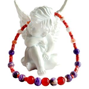 Perles d'huître rouge épineuse avec flocon de neige Quartz fantôme et pendentif en pierre précieuse onyx rouge Charoite Méditer Cadeau pour les femmes - Product Image 3