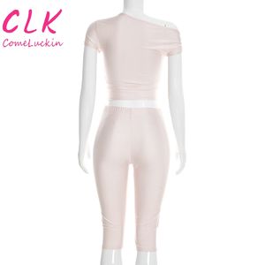 Nuovo Completo Estivo da <span class=keywords><strong>Donna</strong></span> Due Pezzi, Top Asimmetrico e Pantaloni in Tinta Unita, Outfit <span class=keywords><strong>Sexy</strong></span> - Product Image 3