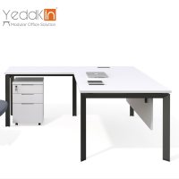 Bureau d'ordinateur Yeddkin Boss, table modulaire en fer en forme de L de 1,6 m avec armoire latérale pour gestionnaire, superviseur, finance, bureau moderne et contemporain