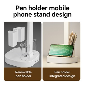 Lampe de bureau LED rechargeable avec batterie intégrée, support pour stylo, lumière de lecture, lampe de chevet simple à intensité réglable au toucher - Product Image 5