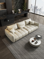 Canapé modulable italien en cuir, ensemble de meubles de salon doux et confortables pour l'extérieur