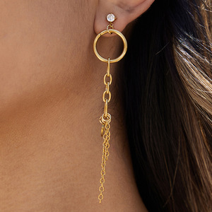 Chandelier Earrings 18K Gold Stainless Steel White Zircon Chain Tassel Drop Earrings For Women Fashion Jewelry - Product Image 3