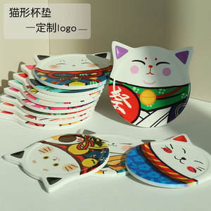 แผ่นรองแก้วเซรามิกรูปแมวน่ารัก พิมพ์ลายดิจิทัล กันลื่น ใช้สำหรับแก้วชา ของขวัญส่งเสริมการขาย ปี 2024 - Product Image 5