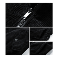 Veste en polaire d'hiver avec logo personnalisé, veste en velours côtelé réversible noire pour homme