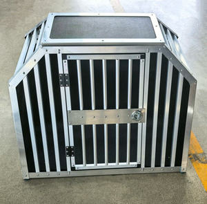 Heavy-Duty Large Aluminum Pet <b>Crate</b> with Divider Panel & Dual Compartment for Secure Vehicle Travel & Pet Transportation - Product Image 2