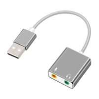 Adaptateur filaire en alliage d'aluminium USB vers carte son externe 3,5 mm pour PC et ordinateur portable