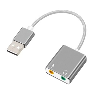Adaptateur filaire en alliage d'aluminium USB vers <span class=keywords><strong>carte</strong></span> <span class=keywords><strong>son</strong></span> <span class=keywords><strong>externe</strong></span> 3,5 mm pour <span class=keywords><strong>PC</strong></span> et ordinateur portable - Product Image 3