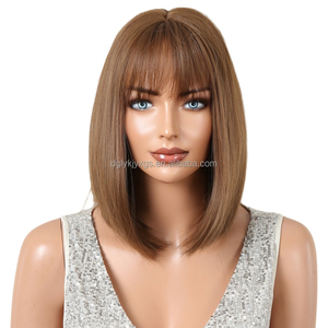 Nhà Máy Bán Buôn Hot Bán <span class=keywords><strong>Bob</strong></span> Tóc Giả Thời Trang Tự Nhiên Không Khí <span class=keywords><strong>Bangs</strong></span> Tóc Ngắn Sợi Tổng Hợp Bobo Tóc Giả Phụ Nữ Tóc - Product Image 6