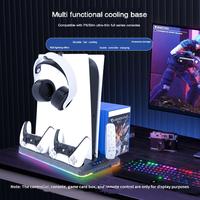 Station de charge double pour manettes PS5 et PS5 Slim, support LED RGB avec refroidissement, haute visibilité pour accessoires de jeu PS5