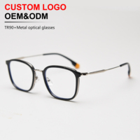 Kacamata Sunray OEM Baru Ultralight Wanita Pria TR90 Bingkai Besar Metal Retro Resep Optik Full-Frame Miopia Kacamata Custom