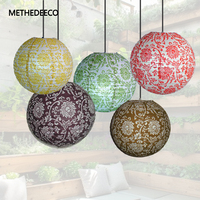 Methedeeco Lanternes suspendues en papier floral multicolore Lanternes d'ornement de fête en papier imprimé floral