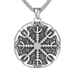 Stainless Steel Pendant Necklace Viking Odin Knights Cross And Compass Rune Celtic Knot Flying Dragon Lion Necklace