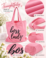 Sac fourre-tout en toile basique personnalisé avec slogan imprimé en couleur, coutures renforcées, grande capacité, cadeau d'entreprise promotionnel