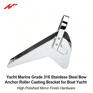 Support de rouleau d'ancre de proue en acier inoxydable 316 de qualité marine Hydro Yacht, finition miroir polie haute brillance - Product Image 1