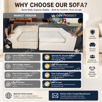 Canapé modulaire en forme de L en tissu de lin crème, rembourré en éponge haute densité, amovible et lavable, pour hôtel et villa