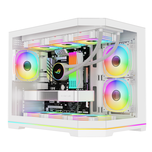MATX Cabinet 0.5mm Steel 3 Pcs Glass Gaming Case Support 360 Liquid Cooler ARGB Strip
