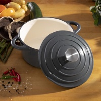 Vente en gros d'ustensiles de cuisine émaillés ronds personnalisés Ensemble de casseroles de cuisine en fonte pour four hollandais marmite à ragoût marmite à soupe
