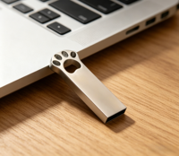 Clé USB en métal en forme de patte de chat, logo personnalisé, 32 Go, 64 Go, 128 Go, haute vitesse, étanche, vente en gros