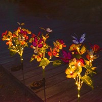 Lampes solaires papillon réalistes pour jardin, lampes LED décoratives en forme de fleur pour patio, allée, décoration de cimetière