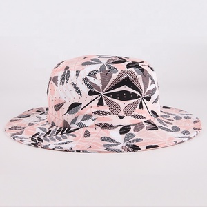 Personalizado al aire libre de poliéster de ala ancha de alta calidad todo impreso impermeable corte láser agujero cubo sombrero con cuerda - Product Image 6