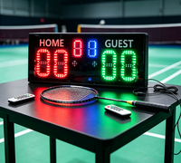 Papan Skor Digital LED Otomatis Sensor Raket Trykid untuk Rumah dan Penggunaan Umum, Cocok untuk Pickleball, Tenis, Badminton, dan Tenis Meja