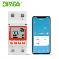 DIY GO WIFI 110V 220V 63A Smartlife TUYA Mini disjoncteur intelligent avec compteur d'énergie, minuterie, protection contre les surtensions, les surintensités et les fuites de courant