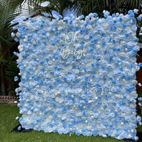 Maßgefertigte Neue Künstliche Seiden-Rollup-Stoffbasis Florale Hochzeitsdekoration Blumenwände Marineblau Königsblau Hellblaue Rosenwand