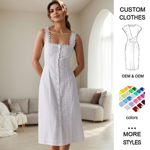 <span class=keywords><strong>Vestido</strong></span> Maxi de Verano de Alta Gama para Comercio Transfronterizo, con Tirantes Finos, Mangas de Encaje, Corte Regular, Cintura Natural y Color Liso - Product Image 1
