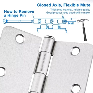 Satin Nickel Brushed Cold Rolled Steel Modern Furniture Inner Door Hinge 3.5 Inch Rounded <b>Corners</b> for Bedroom <b>Cabinet</b> Interior - Product Image 6