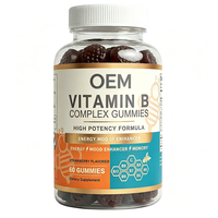 Gummies à la vitamine B complexe, haute puissance, stimulant énergétique et améliorant l'humeur, saveur fraise, 60 unités