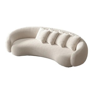 Tessuto nordico divano curvo luce di lusso salone di bellezza semplice design moderno negozio di abbigliamento creativo agnello velluto netto rosso - Product Image 6