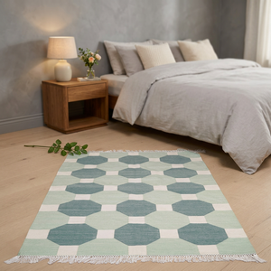 Tapis en laine géométrique moderne scandinave, rectangulaire, tissé à la main, lavable, avec envers antidérapant en caoutchouc, à poils ras, pour salon - Product Image 5