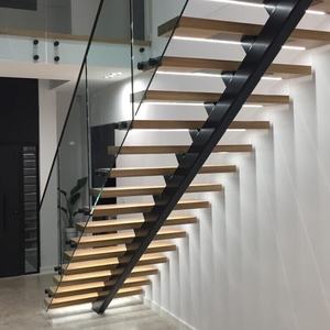 <span class=keywords><strong>Escaleras</strong></span> populares Mono Stringer Staircase <span class=keywords><strong>con</strong></span> iluminación <span class=keywords><strong>LED</strong></span> iluminada Barandilla Aterrizaje personalizado - Product Image 6