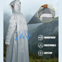 Poncho de pluie à capuche pour la randonnée en plein air, motif coloré, polyester, revêtement PU, extensible, avec bande réfléchissante de sécurité, vente chaude