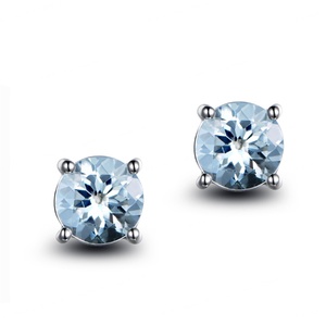 Pendientes de Topacio Azul Cuadrado, Plata de Ley 925 con Baño de Oro, Topacio Azul Cielo de Moda para Bodas, Fiestas, Regalos para Mujeres - Product Image 2
