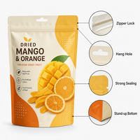 Op maat bedrukte gedroogde mango kiwi stand-up pouch met ritssluiting en ophanggat, exotische fruitverpakking, groothandel