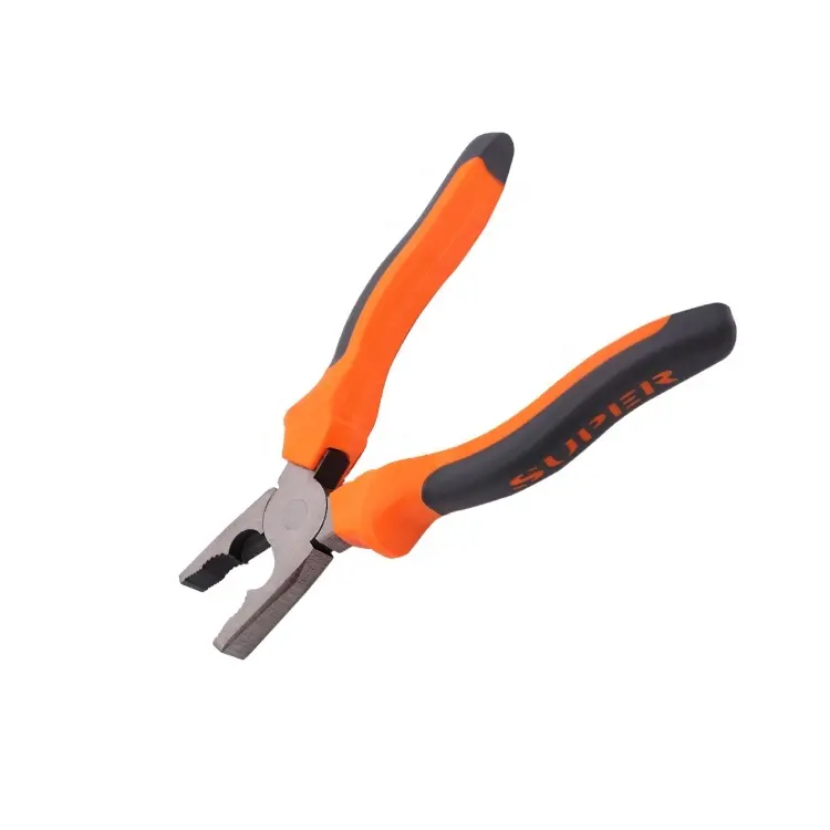 Orange comfortable rubber TPR handle power steel pliers construction tools 6 inch 8 inch combination pliers