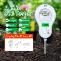Testeur de sol 6 en 1 : pH, humidité, fertilité, luminosité, température pour jardin, agriculture, plantes