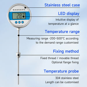 غمد مستشعر الفولاذ المقاوم للصدأ في الموقع ميزان الحرارة الرقمي الصناعي - Product Image 4
