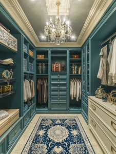 Mueble de Dormitorio Independiente en Forma de U, Color Azul Real Francés, con Tocador y Almacenamiento Hechos a <span class=keywords><strong>Mano</strong></span> - Product Image 3