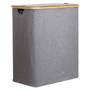 Collapsible Laundry <b>Basket</b> Rectangle Gray Foldable <b>Storage</b> For <b>Bathroom</b> Clothing Daily Necessities - Product Image 5