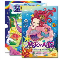 Livres de coloriage d'activités de haute qualité personnalisés 14,8*21CM, dessin animé sirène, papier épais, 60 feuilles, reliure collée