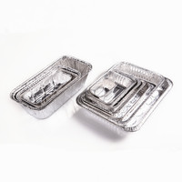 Récipient de cuisson plateau en aluminium avec couvercle restauration en aluminium servant des casseroles jetables de qualité alimentaire grand rectangle 2100ml