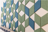 Tranches de panneau acoustique insonorisant en feutre de forme de triangle de feuille de saule de diamant collées sur le mur épissé à volonté