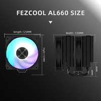 Refroidisseur d'air pour processeur FEZCOOL AL660 à double tour, ventilateurs PWM à faible bruit, 1700/AM4/AM5, roulement fluide ARGB, liaison cuivre-aluminium ARGB
