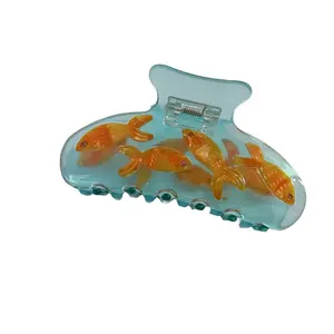 Mode 9cm Korean Acetate Creative Cute Goldfish Frauen maßge schneiderte transparente Haar klauen clips